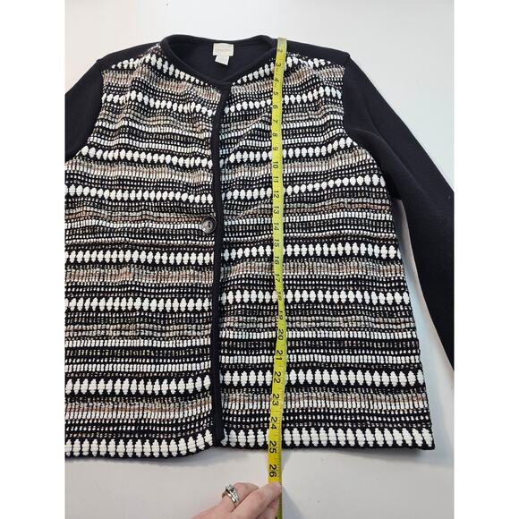 Chicos size 2 (L)  NWOT twill brown black shaket metallic strands career casual - Picture 5 of 6